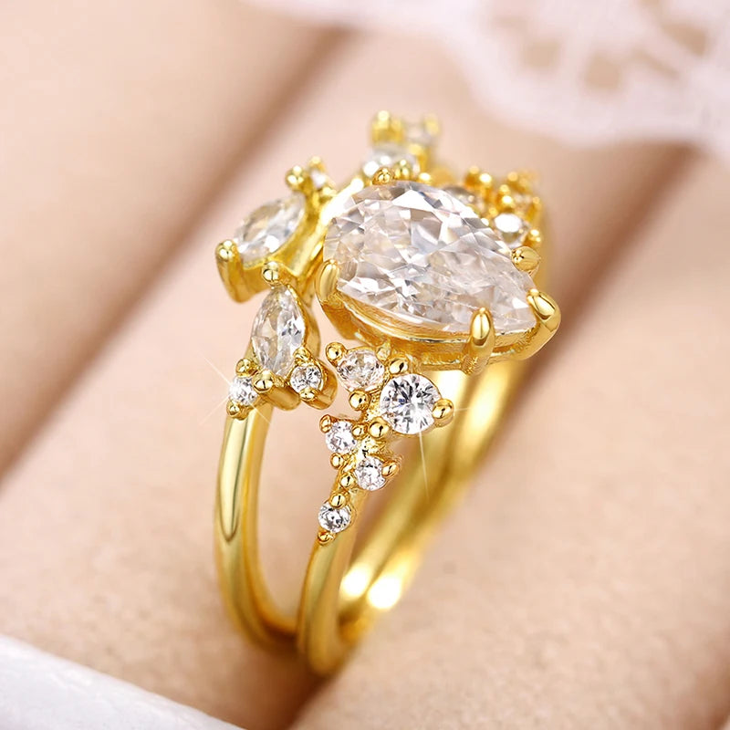 2-pezzi Light White Leaf Anello
