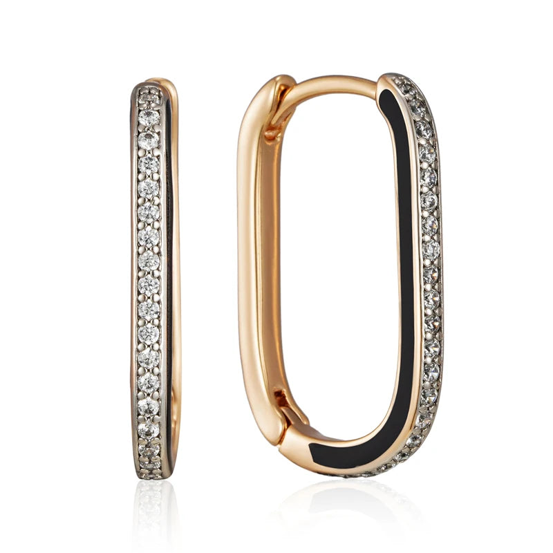 Square Huggie Hoop Black Orecchini