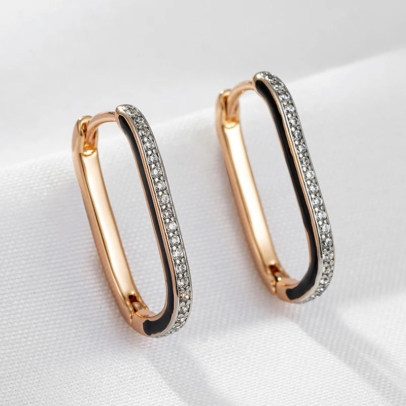 Square Huggie Hoop Black Orecchini