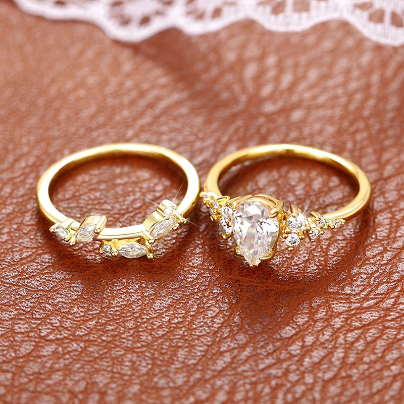 2-pezzi Light White Leaf Anello