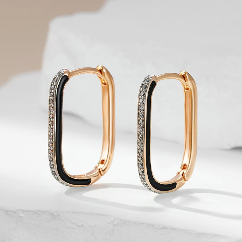 Square Huggie Hoop Black Orecchini