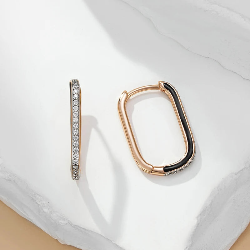 Square Huggie Hoop Black Orecchini