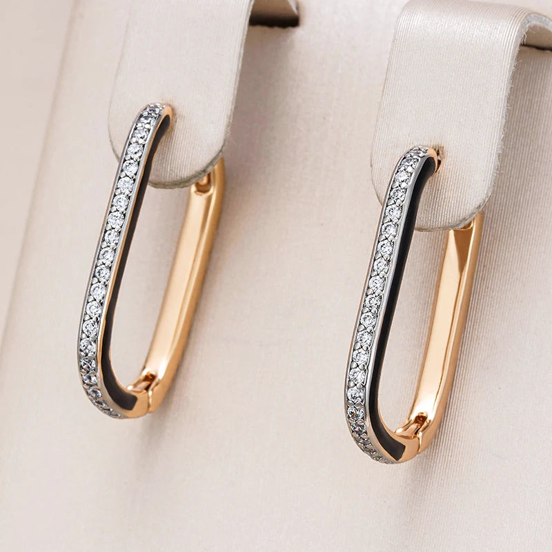 Square Huggie Hoop Black Orecchini