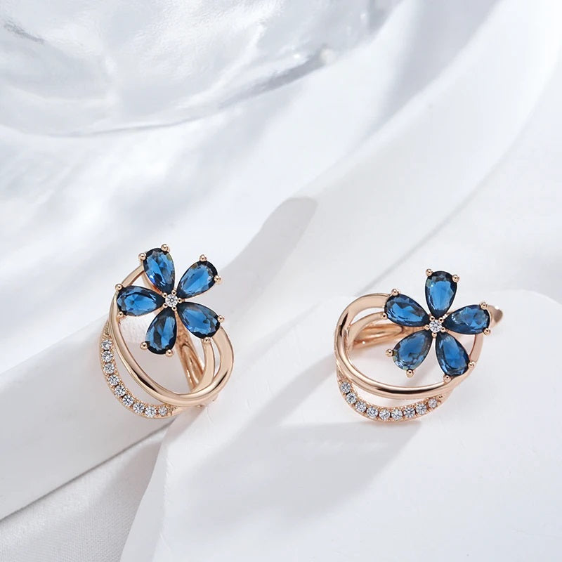 Ocean Blue Flowers Stud Orecchini