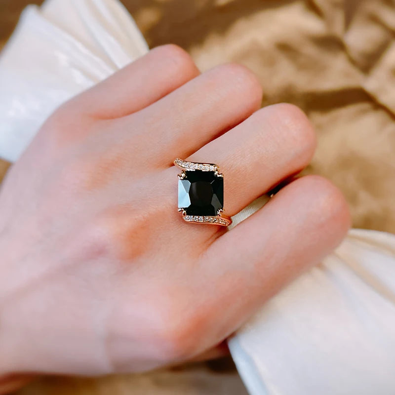 Big Square Black Anello