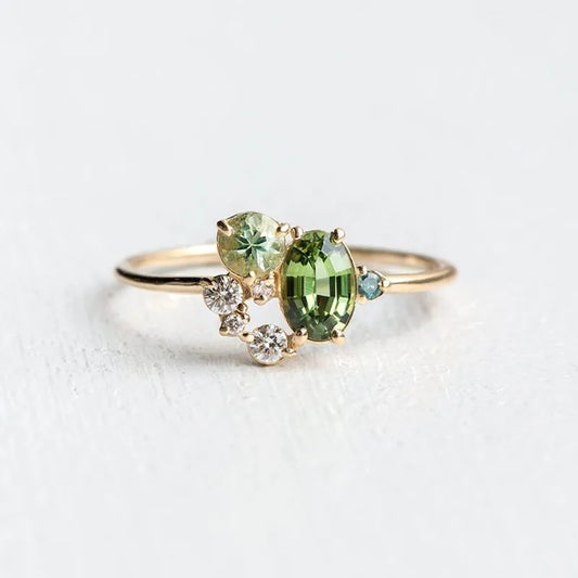 Green Diamond Anello 14k Oro Giallo