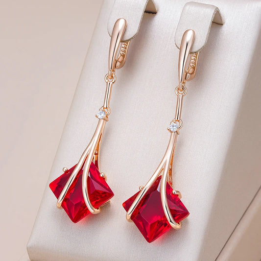 Vibrant Red Square Drop Orecchini