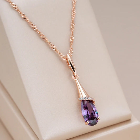 Purple Wisteria Long Pendant Collana