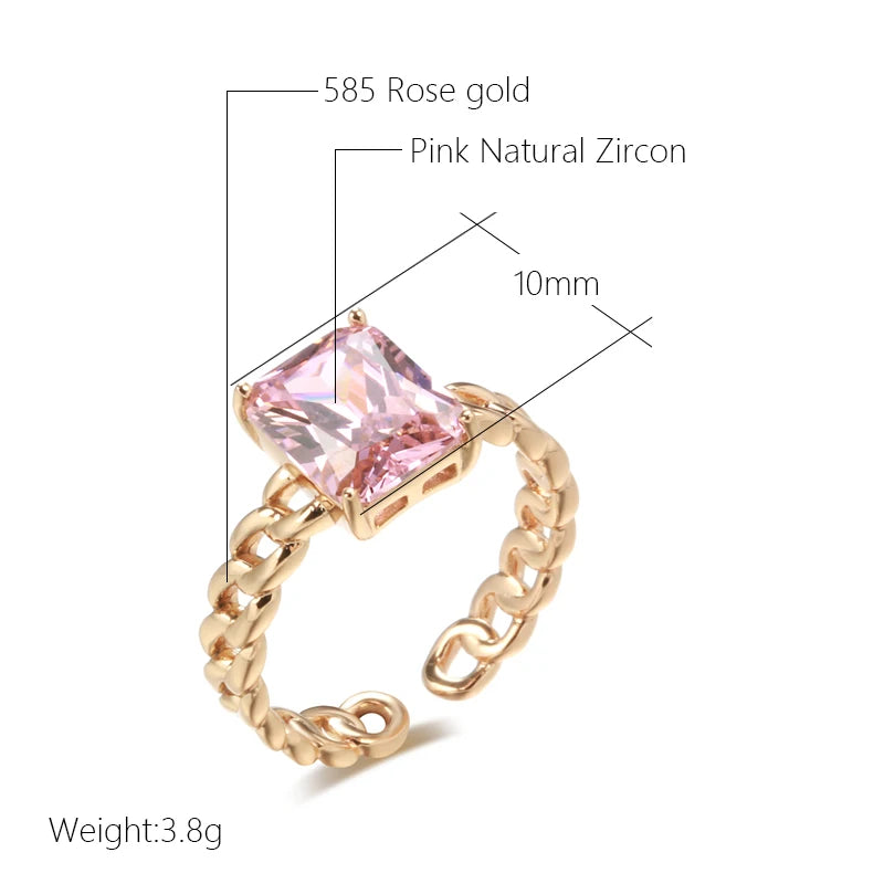 Natural Rose Queen Square Anello