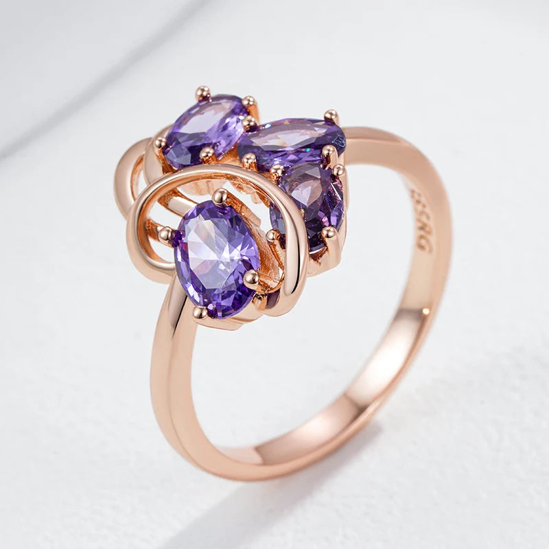 Purple Wisteria Natural Zircon Empress Ring 