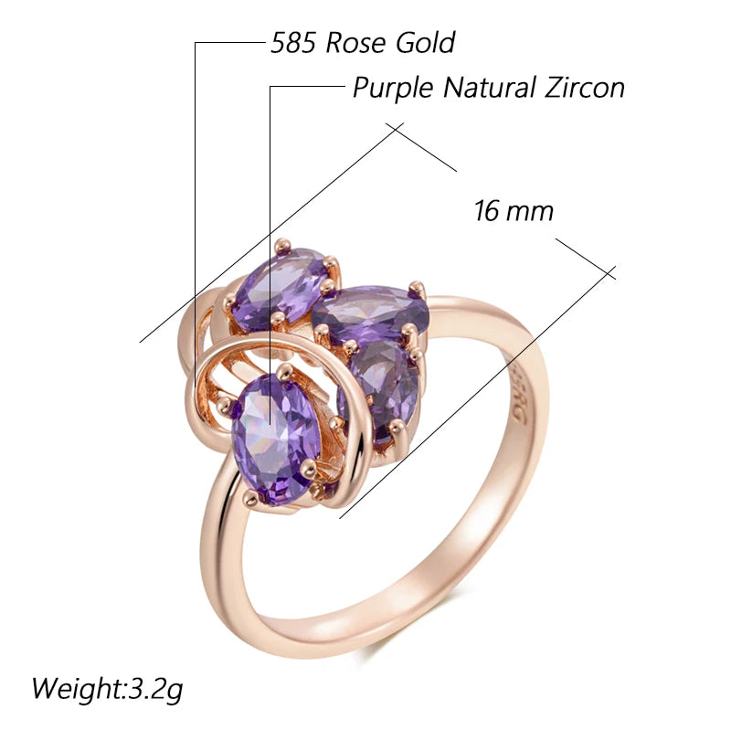 Purple Wisteria Natural Zircon Empress Ring 