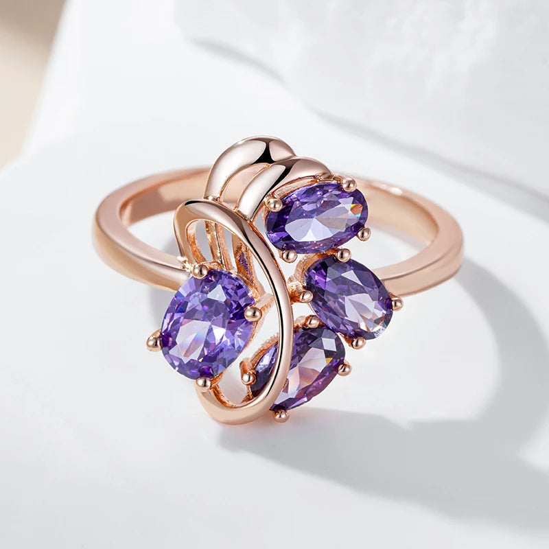 Purple Wisteria Natural Zircon Empress Ring 