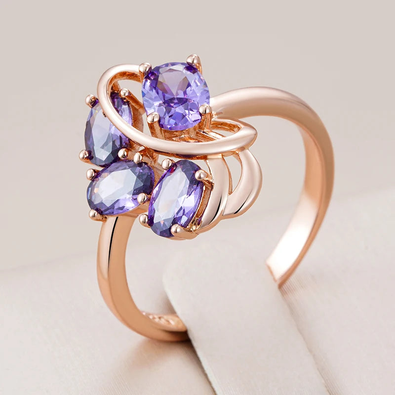 Purple Wisteria Natural Zircon Empress Ring 