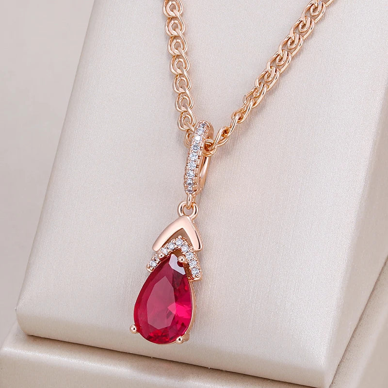 Deep Red Water Drop Collana