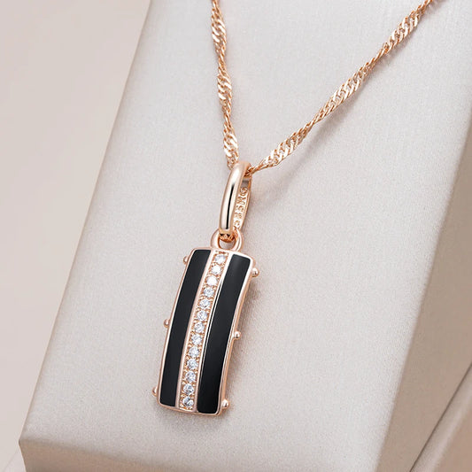 Black Rectangle Enamel Collana