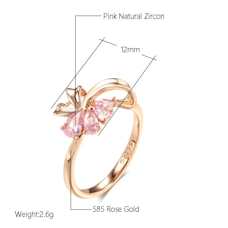 Natural Rose Flower Anello