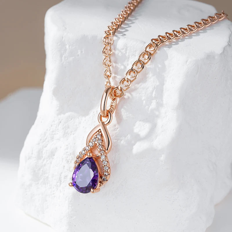 Purple Wisteria Water Drop Collana