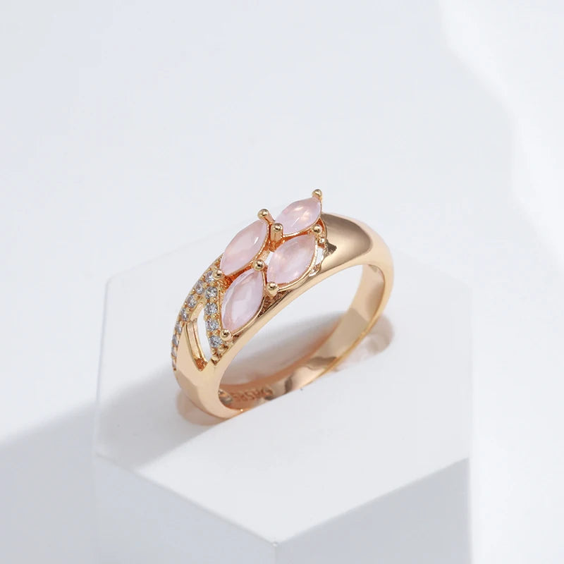 Natural Rose Leaf Anello