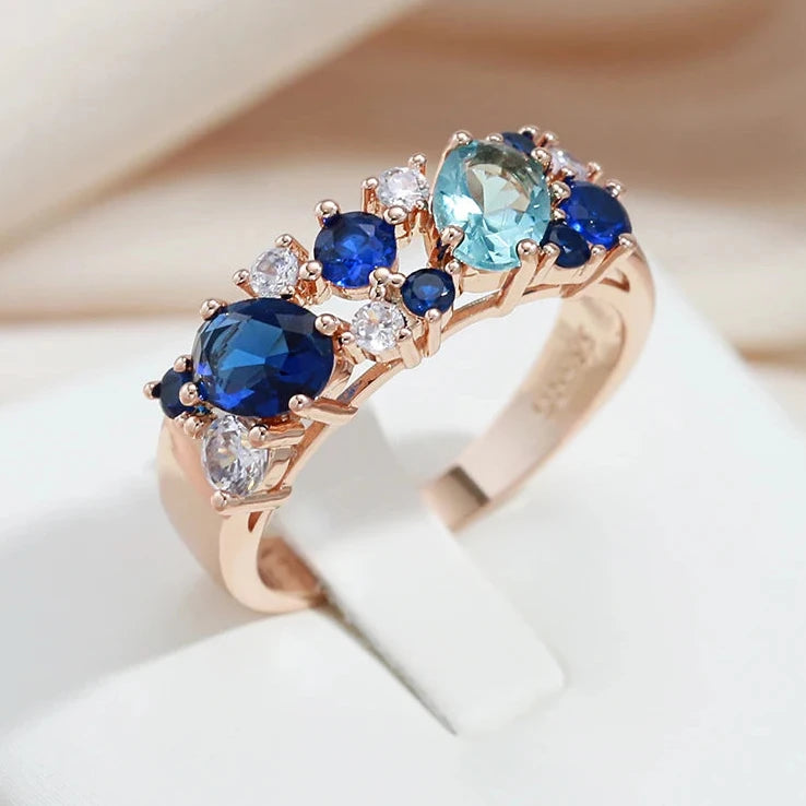 Ocean Blue Big Stone Anello