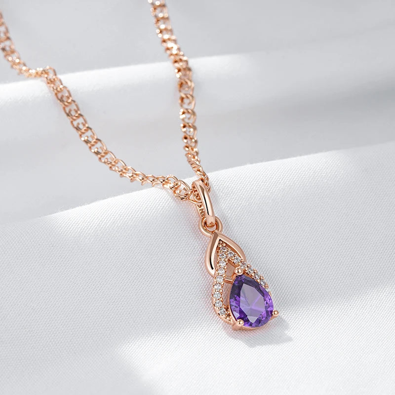 Purple Wisteria Water Drop Collana