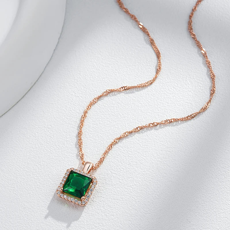 Green Forest Diamond Square Collana