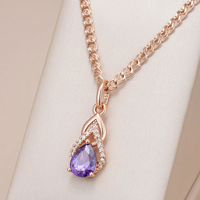 Purple Wisteria Water Drop Collana