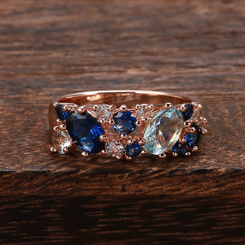 Ocean Blue Big Stone Anello