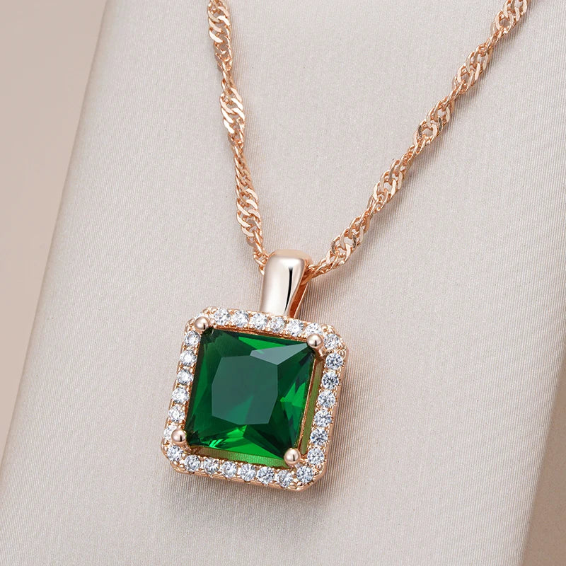 Green Forest Diamond Square Collana