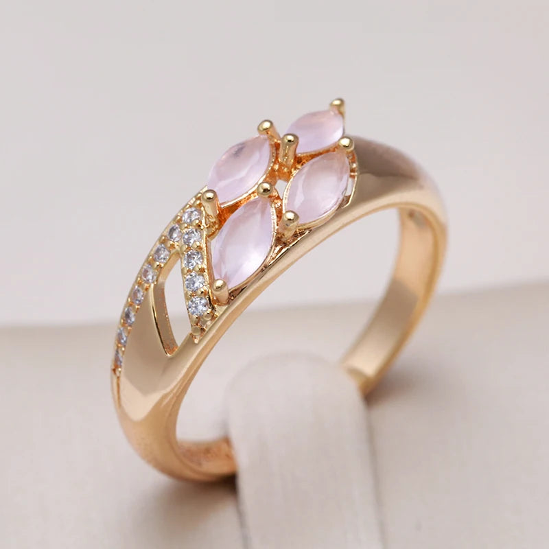 Natural Rose Leaf Anello