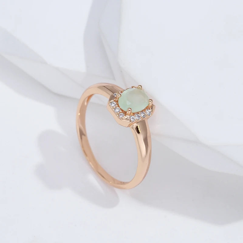 Natural Green Square Anello