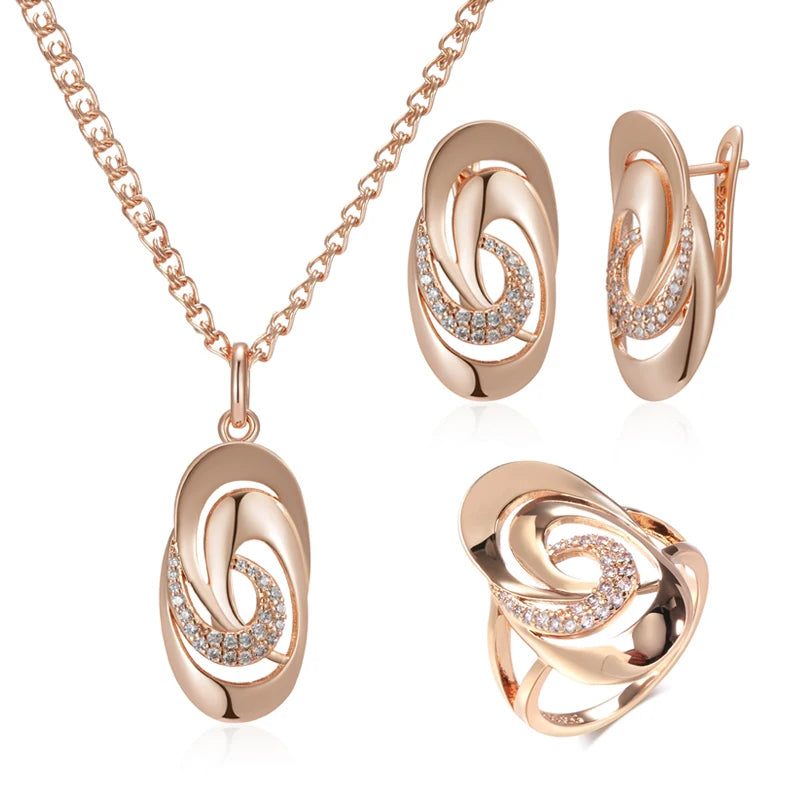 Oval Geometry Glossy Collana, Anello & Orecchini