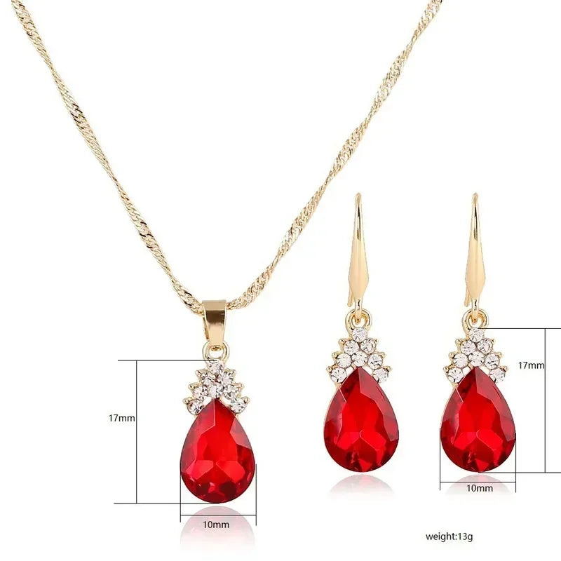 Set Vibrant Red Drop Orecchini & Collana