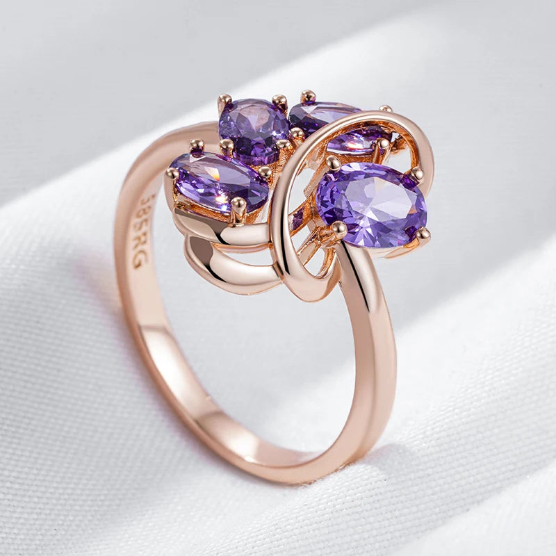 Purple Wisteria Natural Zircon Empress Ring 