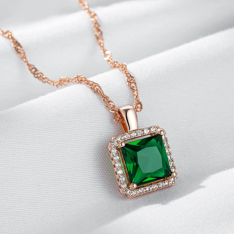 Green Forest Diamond Square Collana