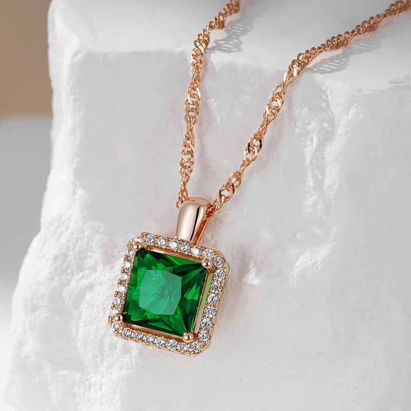 Green Forest Diamond Square Collana