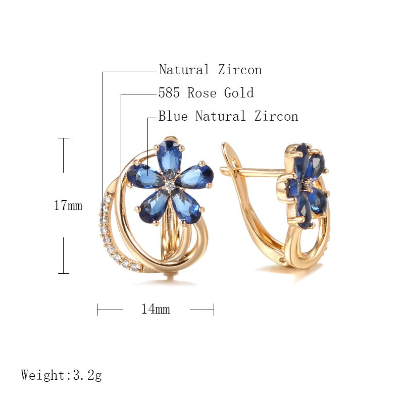 Ocean Blue Flowers Stud Orecchini