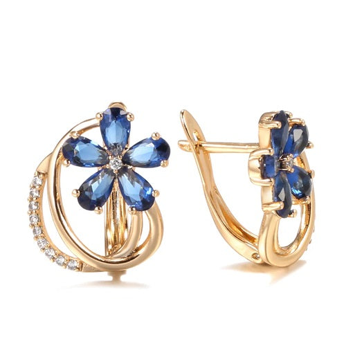 Ocean Blue Flowers Stud Orecchini